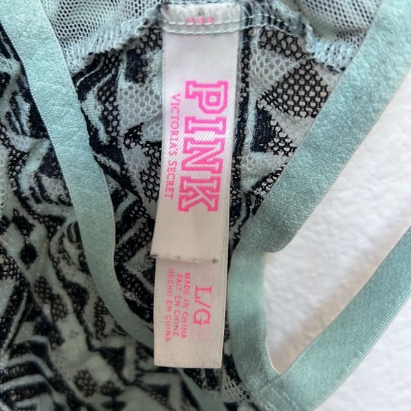 Pink by Victoria’s Secret Tribal Large Lace Bralette green and black - Picture 4 of 5